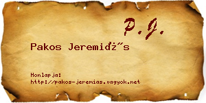 Pakos Jeremiás névjegykártya
